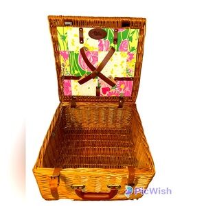 LILLY PULITZER Wicker Picnic Basket